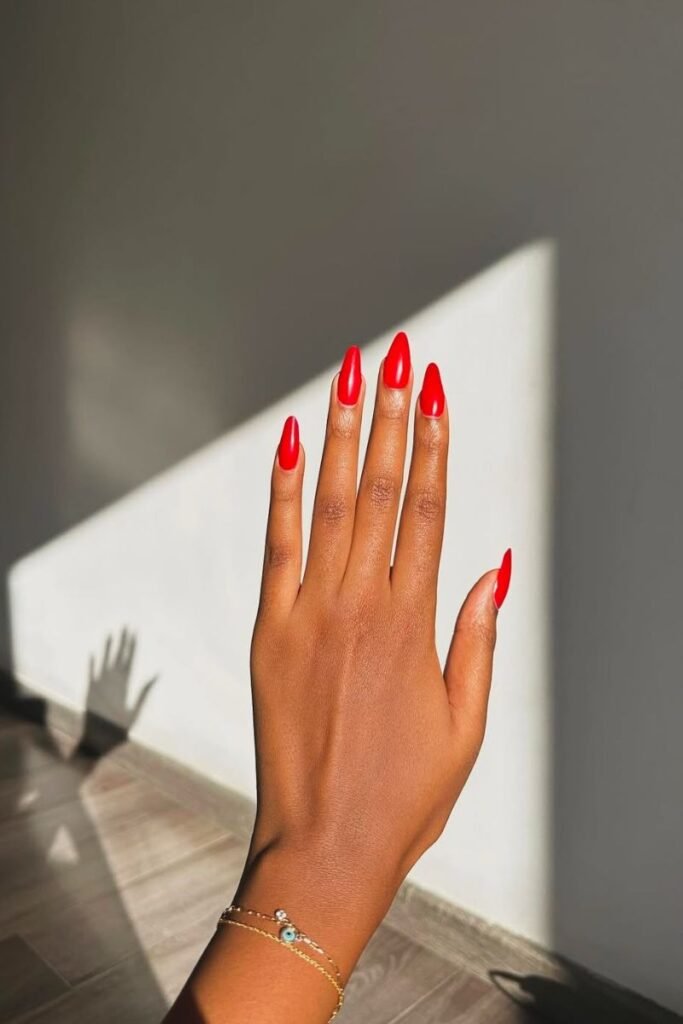 red nail color on dark skin